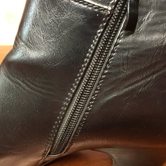 Jones Bootmaker Womens Brown Leather Mid Heel Flex Ankle Boots Heels - Picture 4 of 6